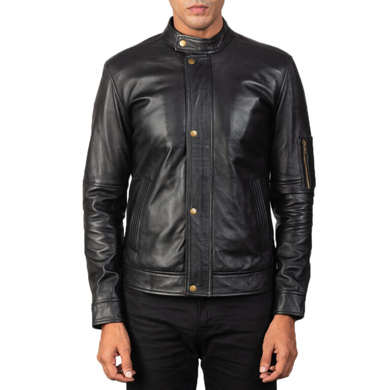 Mens Tea House Black Leather Jacket6202-5-1568638300453